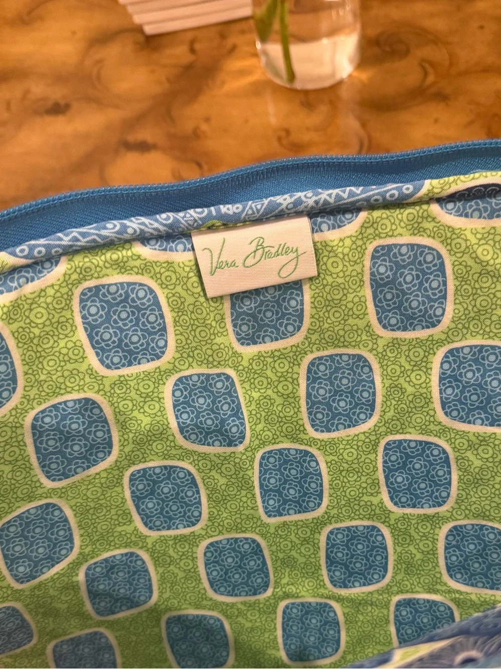 Vera Bradley Blue and Green Floral Quilted Laptop Sleeve